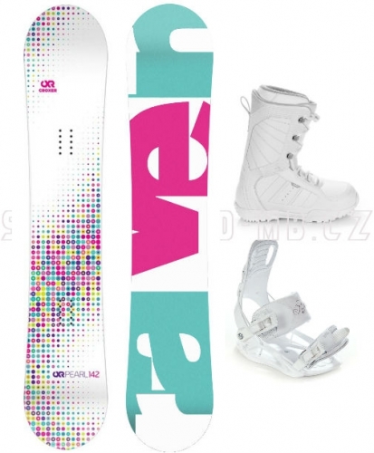 Dívčí snowboardový set Raven Pearl white / bílý s botami a vázáním - AKCE