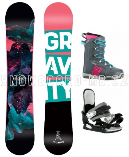 Dámský a dívčí snowboardový set Gravity Thunder s vázáním a botami - VÝPRODEJ
