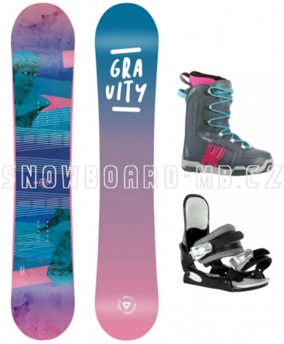 Dívčí nebo dámský snowboard komplet Gravity Voayer modrá, růžová