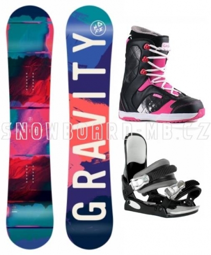 Dívčí dětský snowboardový komplet Gravity Fairy s botami Gang pink - AKCE