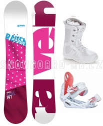 Dámský snowboardový komplet Raven Style růžový a boty bílé