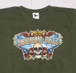 Bavlněné tričko s logem Snowboard-MB s lebkou a pistolema