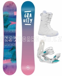 Dámský snowboardový set Gravity Voayer 2021/22 s bílým vázáním a botami