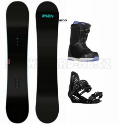 Dámský snowboardový komplet Raven Pure mint, černé boty s atop systémem