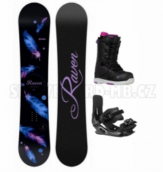 Dámský snowboardový komplet Raven Mia black, černé vázání a boty Gravity 
