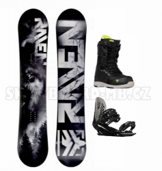 Snowboard set Raven Lupus a vázání a boty Gravity Void, motiv vlka