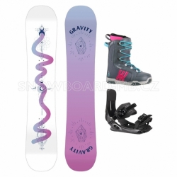 Dívčí snowboardový komplet Gravity Fairy white s vázáním a botami Ema grey